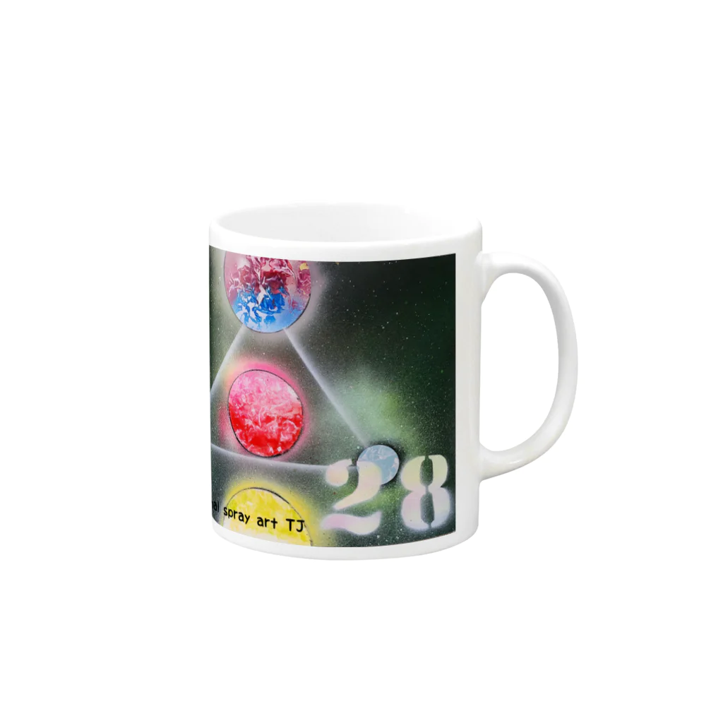 小さな宇宙工房おっちーの【NO.28 cakra healing　original spray art】 Mug :right side of the handle