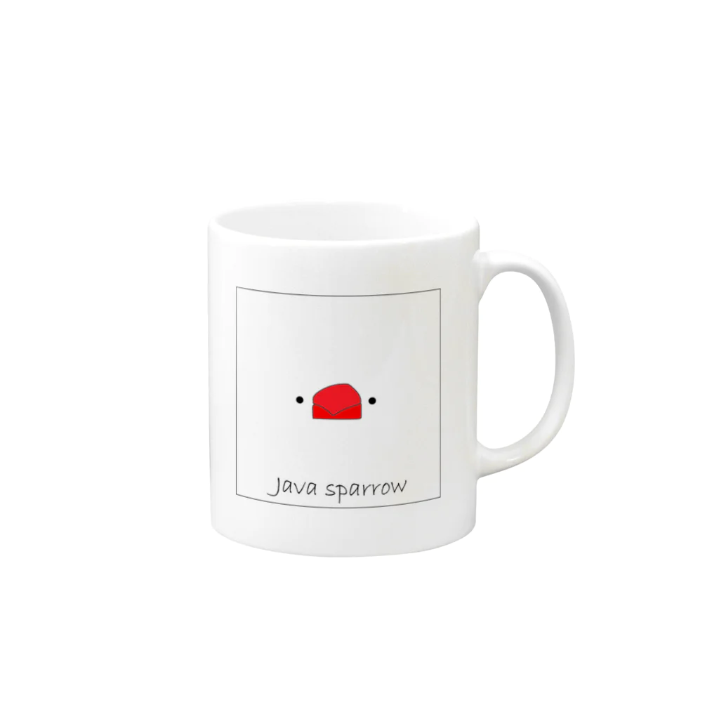 BUNBUN +のJava sparrow　顔だけシリーズ Mug :right side of the handle