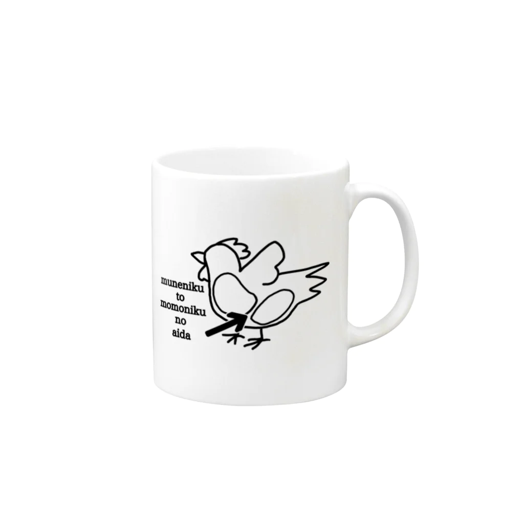 ダイナマイト87ねこ大商会の胸肉とモモ肉の間 Mug :right side of the handle