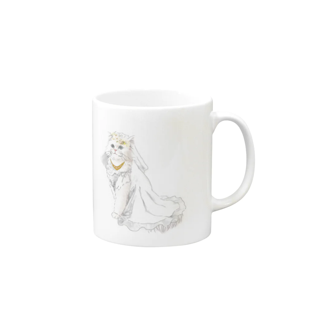 似顔絵婚姻届/スマホDIY婚姻届~ai.create~の無料♡婚姻届お揃い新婦VER. Mug :right side of the handle