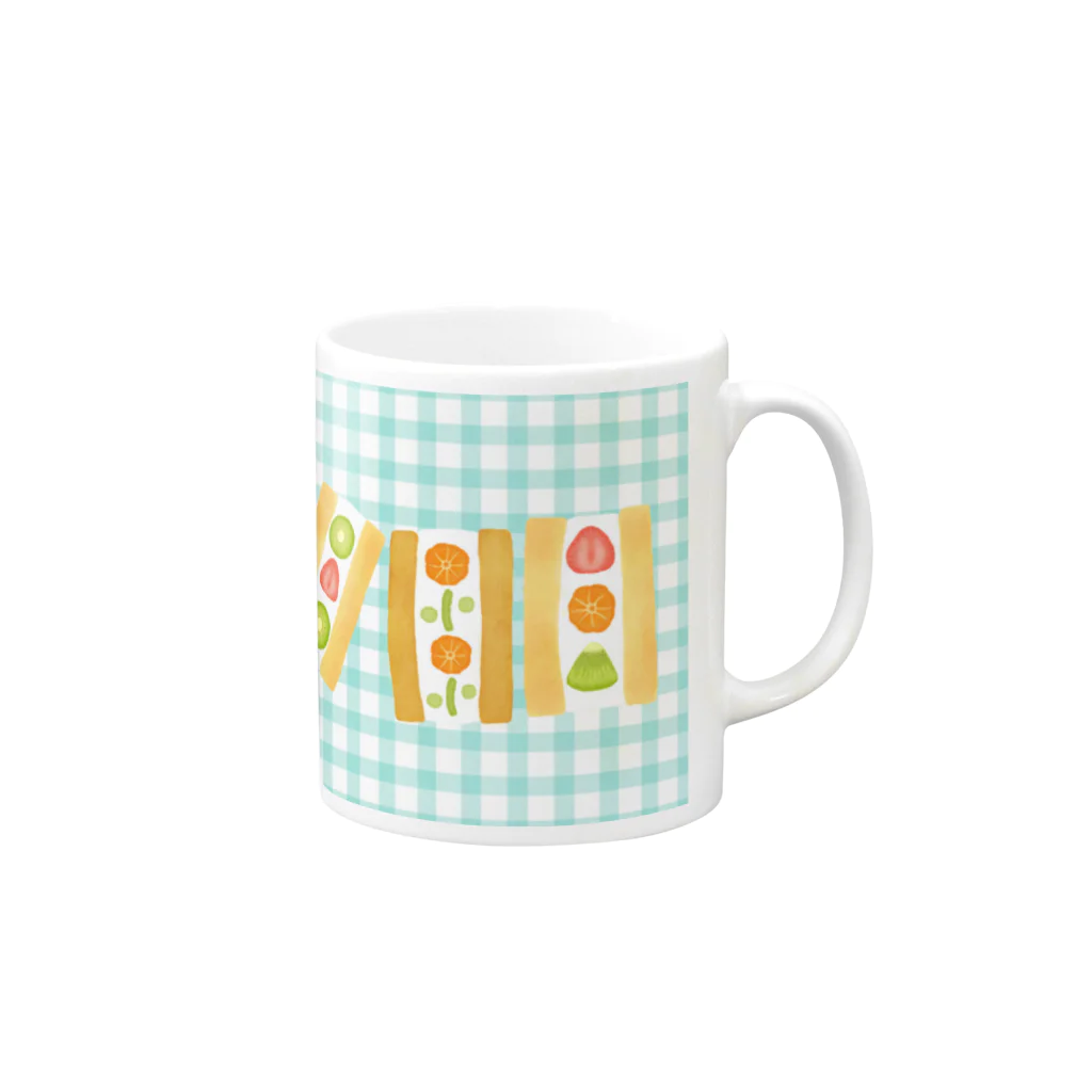 こもれび村のフルーツサンド🍓🥝🍊 Mug :right side of the handle