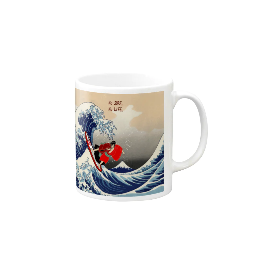 Shu-s ArtworksのThe Great Wave off Kanagawa(KABUKI-MONO) マグカップの取っ手の右面