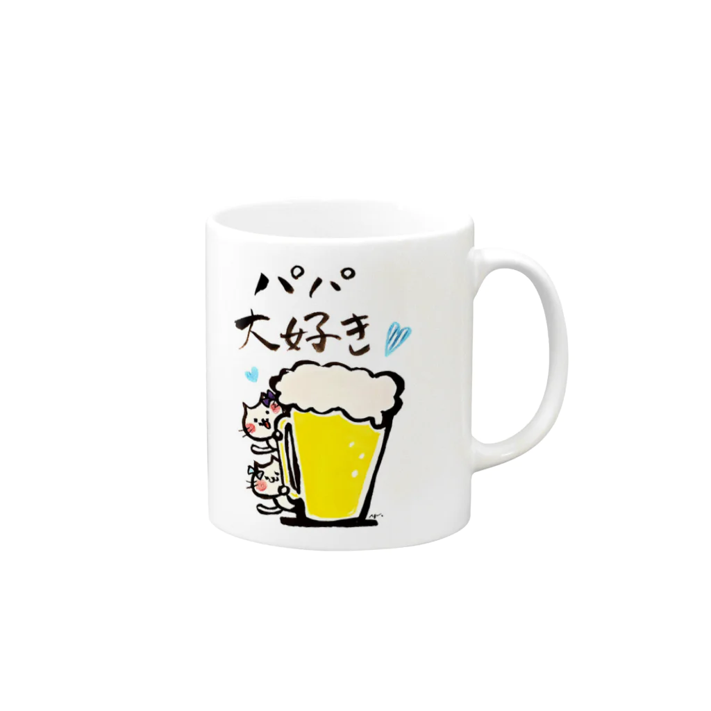 Yuu & Miiのこねことビール マグカップの取っ手の右面