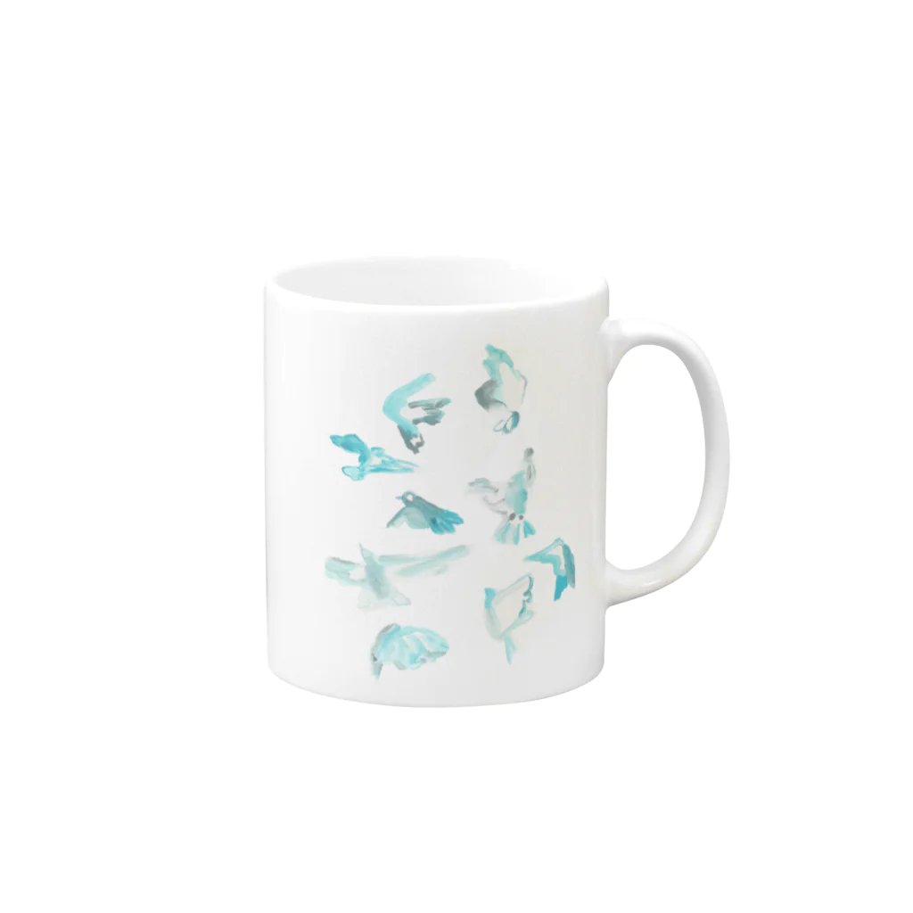 emi yamaguchi goods shopの青い鳥 Mug :right side of the handle