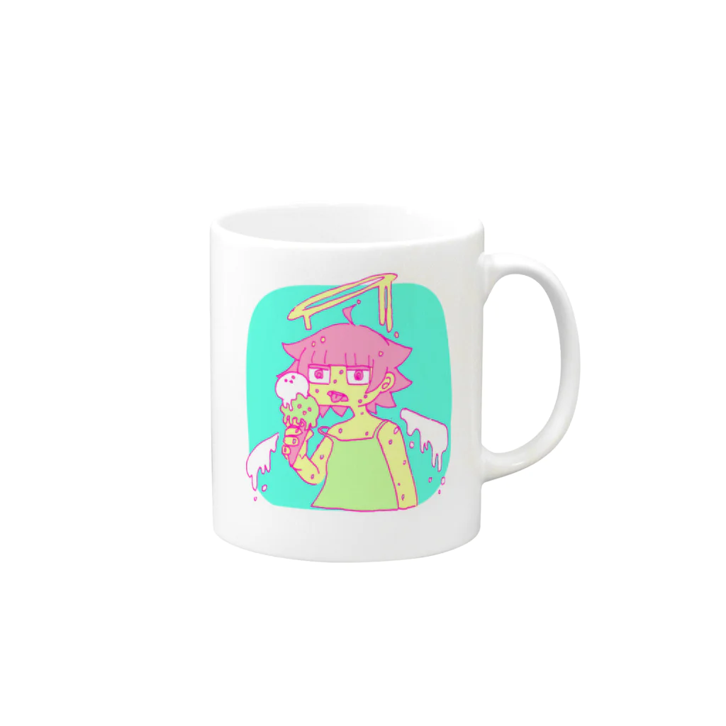 かまぼこのダラダラ天使 Mug :right side of the handle