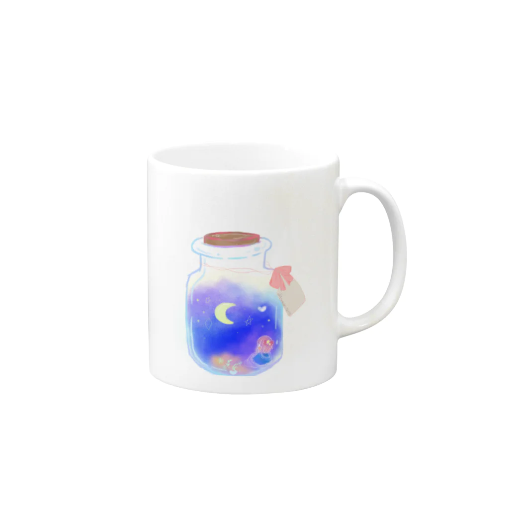 りんご飴@りんたん/ninecolorsの夜空瓶🌙 Mug :right side of the handle