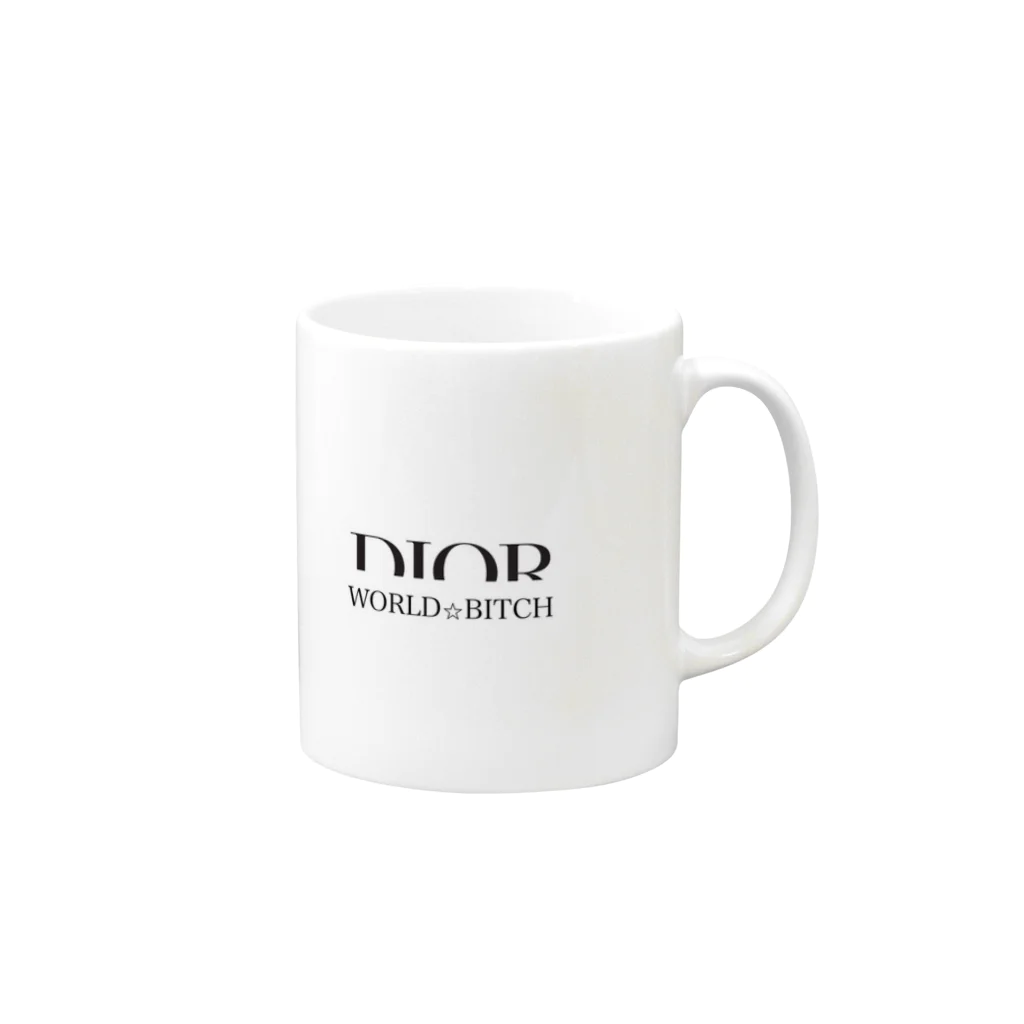 世界同時多発ハッピーのWORLD⭐︎BITCH  Mug :right side of the handle