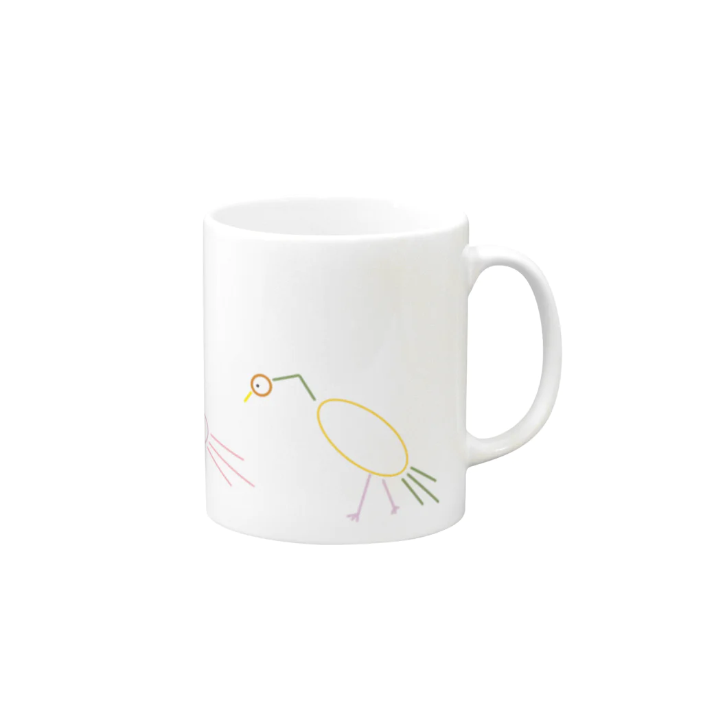 つめくさカップ店のとり Mug :right side of the handle