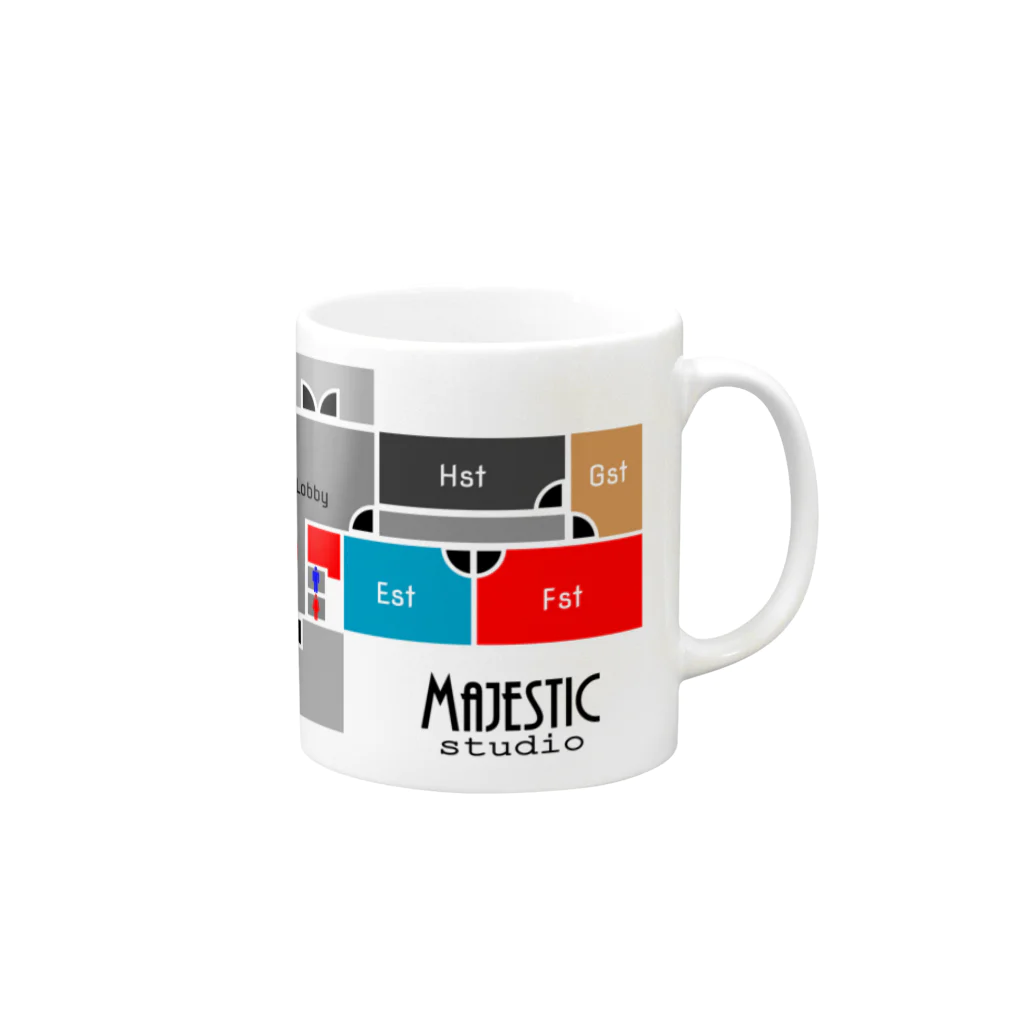 Majestic Studioのマジェフロアマップ黒文字 Mug :right side of the handle