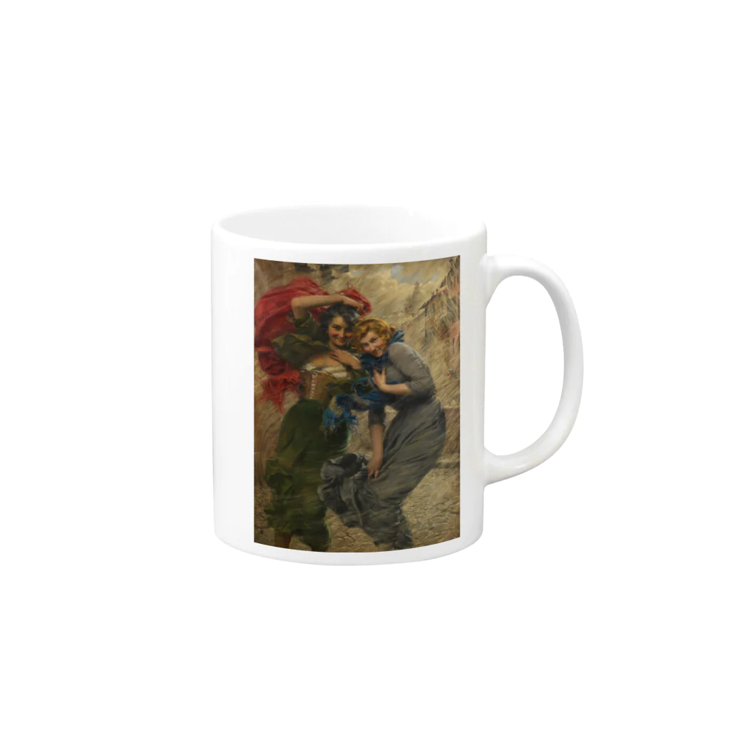 世界の絵画アートグッズのガエターノ・ベッレイ 《雨の日の彼女たち》 Mug :right side of the handle