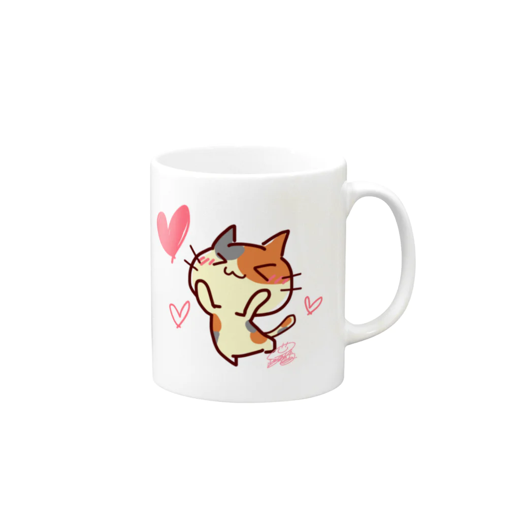 YUKAZALI no SHOPのハートにゃんこ Mug :right side of the handle