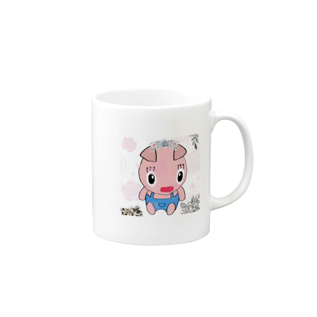 hanaのぶたのみーちゃん🐽 Mug :right side of the handle