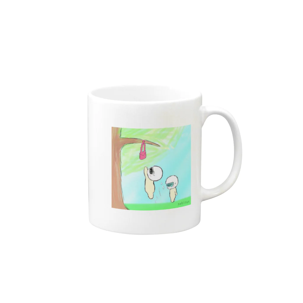 sekitanのヘルメット兄妹 Mug :right side of the handle