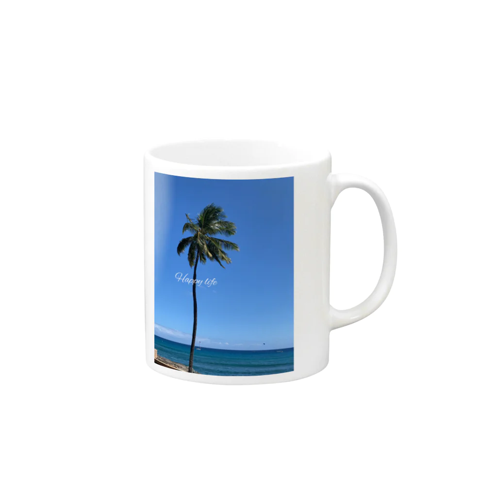 Non heels Hawaiiの空と椰子の木🌴 Mug :right side of the handle