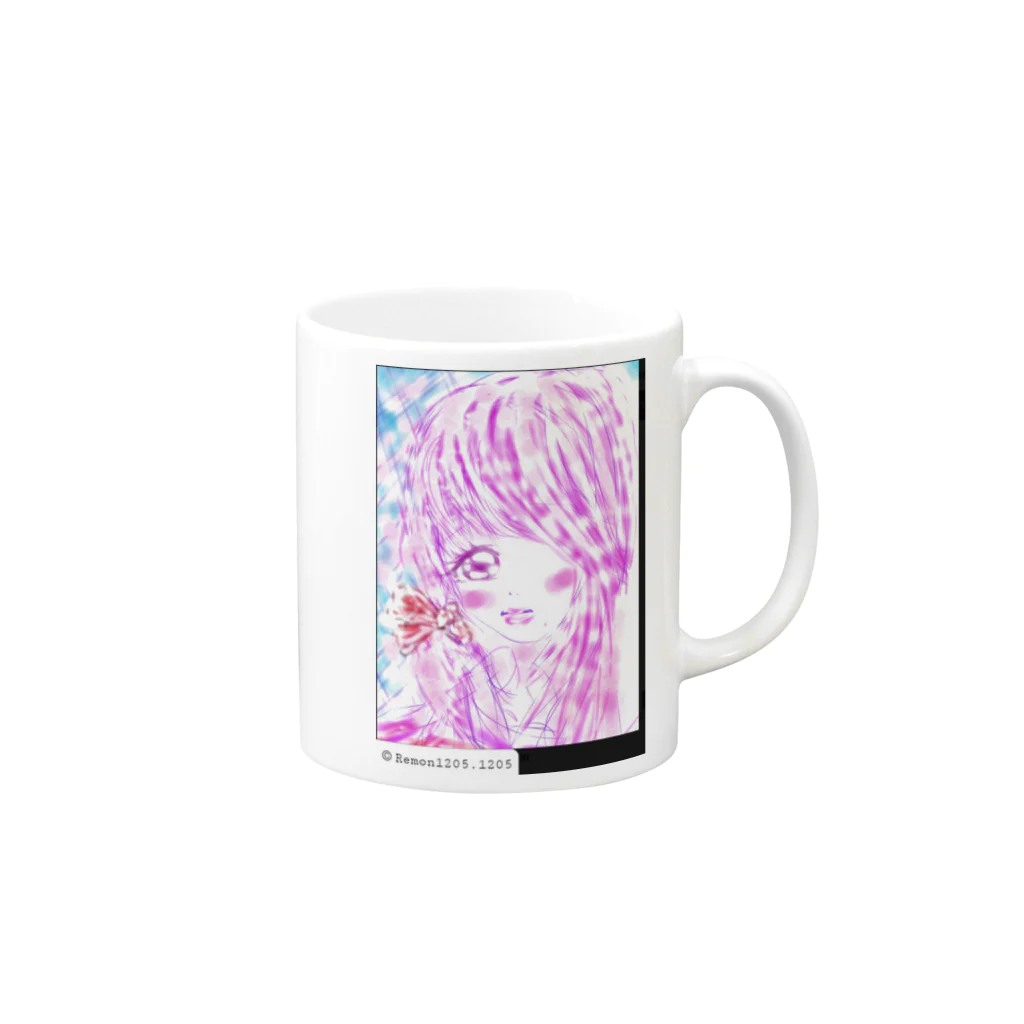 レモンかわいい女子♥️オリジナルショップのレモンかわゆす♥️ほくろ女子ちゃんオリジナルショップ Mug :right side of the handle