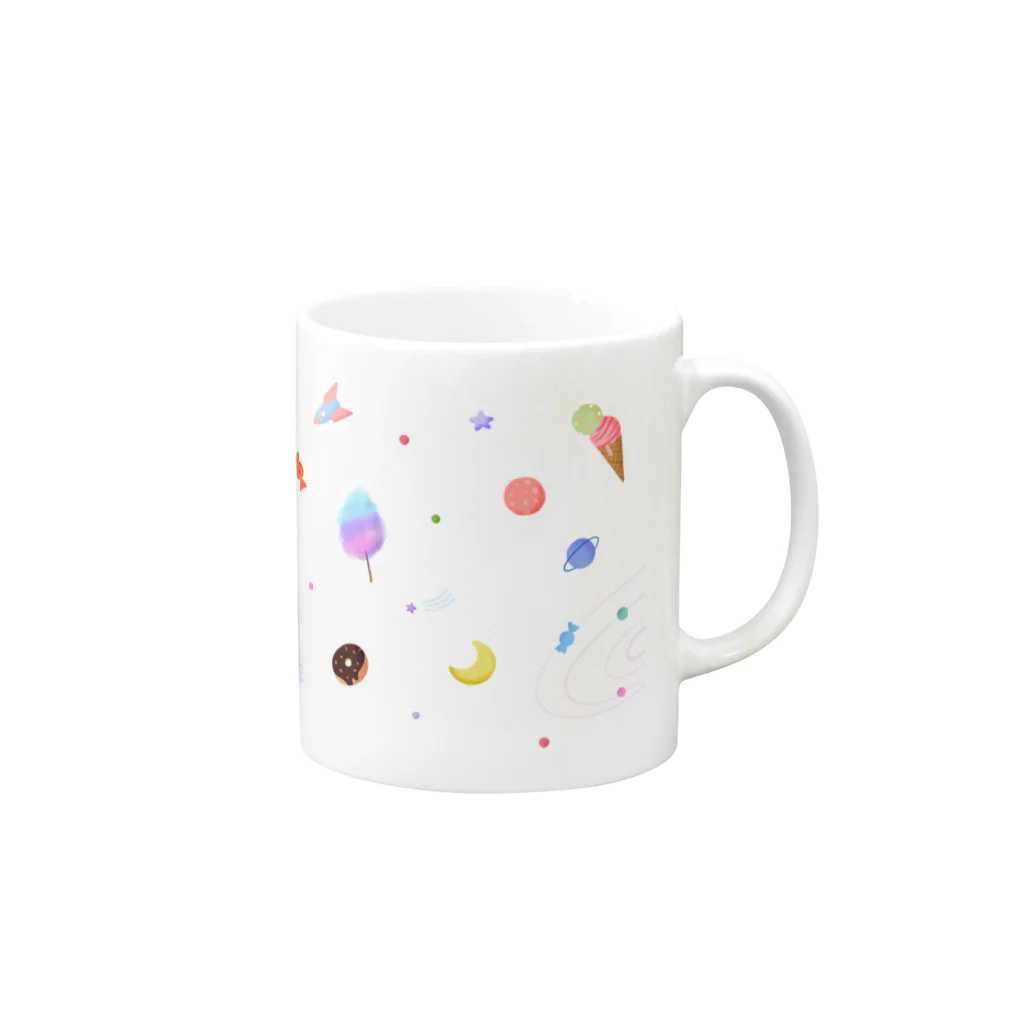 jiroharudogの宇宙をただよう犬と猫 Mug :right side of the handle