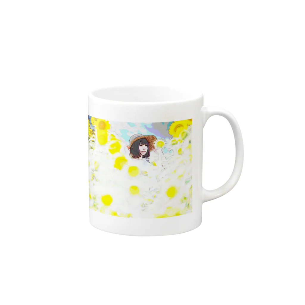 ポピンズの麦わら少女と向日葵 Mug :right side of the handle