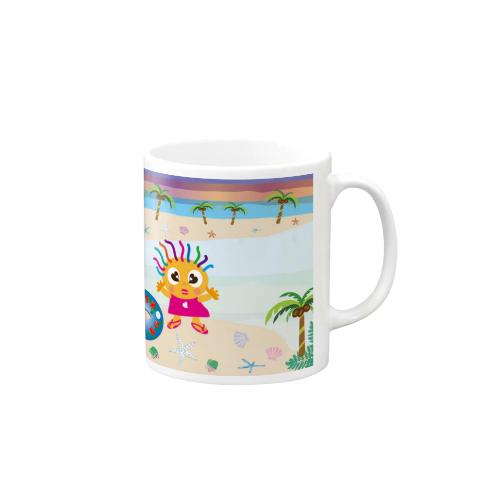 ジルトチッチのデザインボックスのクレコちゃん南国の島の夕暮れ Mug :right side of the handle