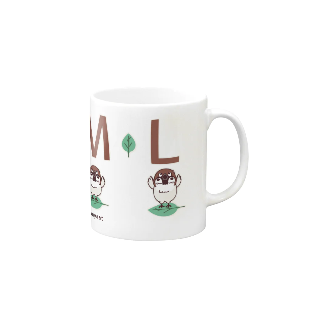 イラスト MONYAAT のスズメがちゅん SMLTシャツ Mug :right side of the handle