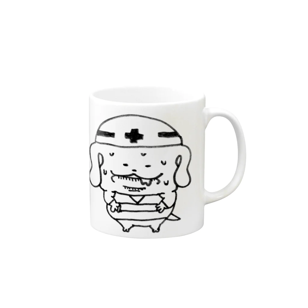 たまたまるの工事中に焦ってるドンちゃん Mug :right side of the handle