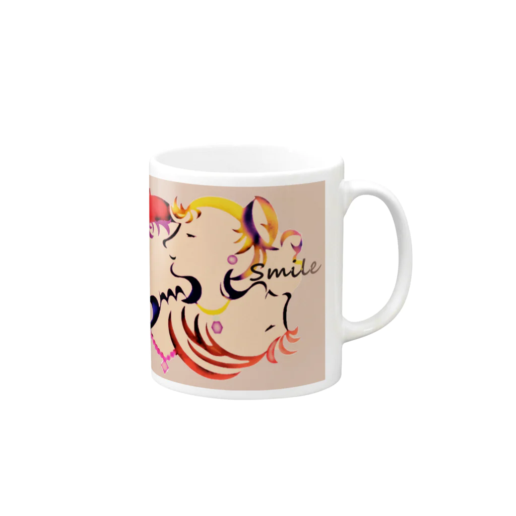 ヒーリングスマイルのsmilesmilesmile Mug :right side of the handle