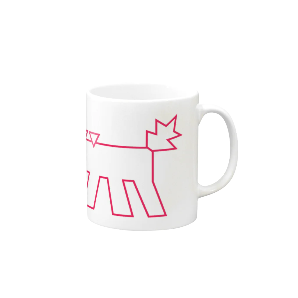 ぺちぺち工房 Pechi Pechi Atelierのキースヘリング風 うちの犬 Mug :right side of the handle