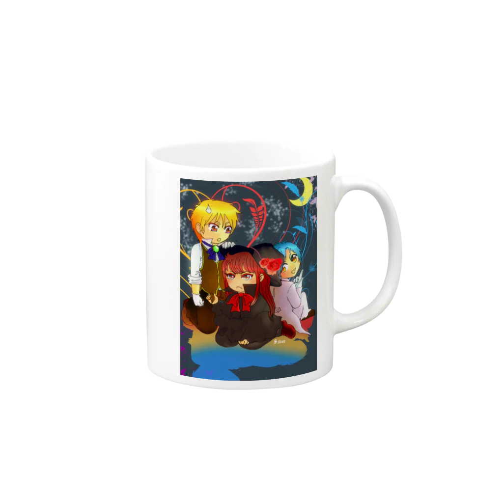 Yashitikageroの三人衆イラストマグカップ Mug :right side of the handle