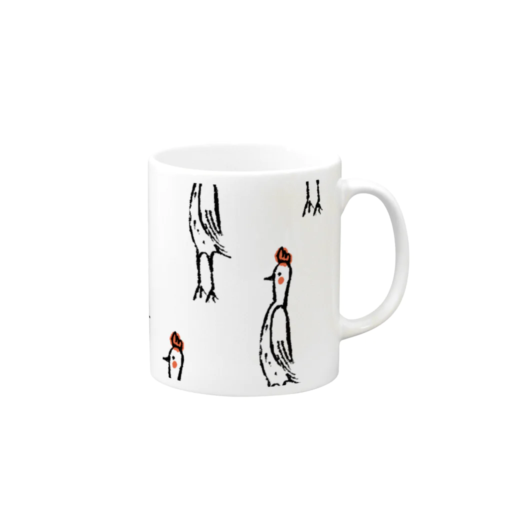 てら ねこグッズのニワトリさん柄 Mug :right side of the handle