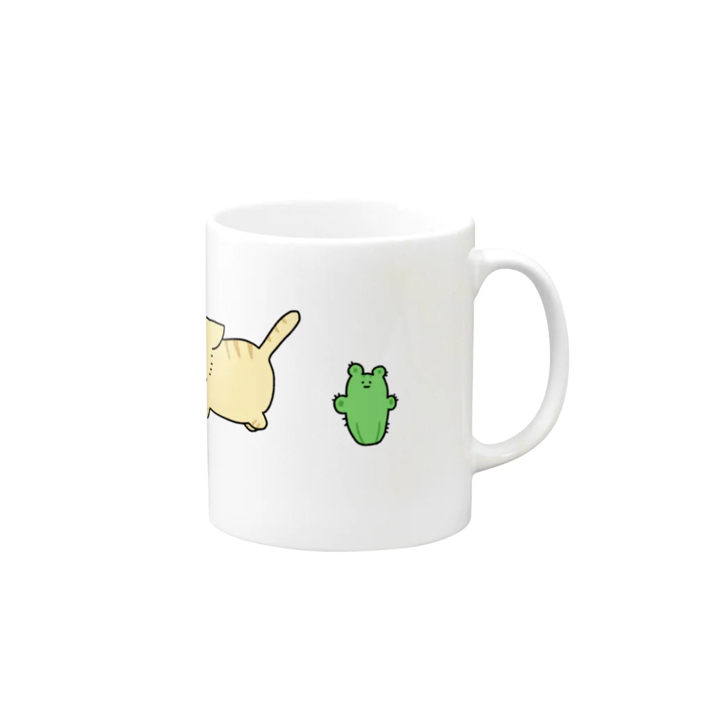 とろみついものすなねこさん と さぼてんず Mug :right side of the handle