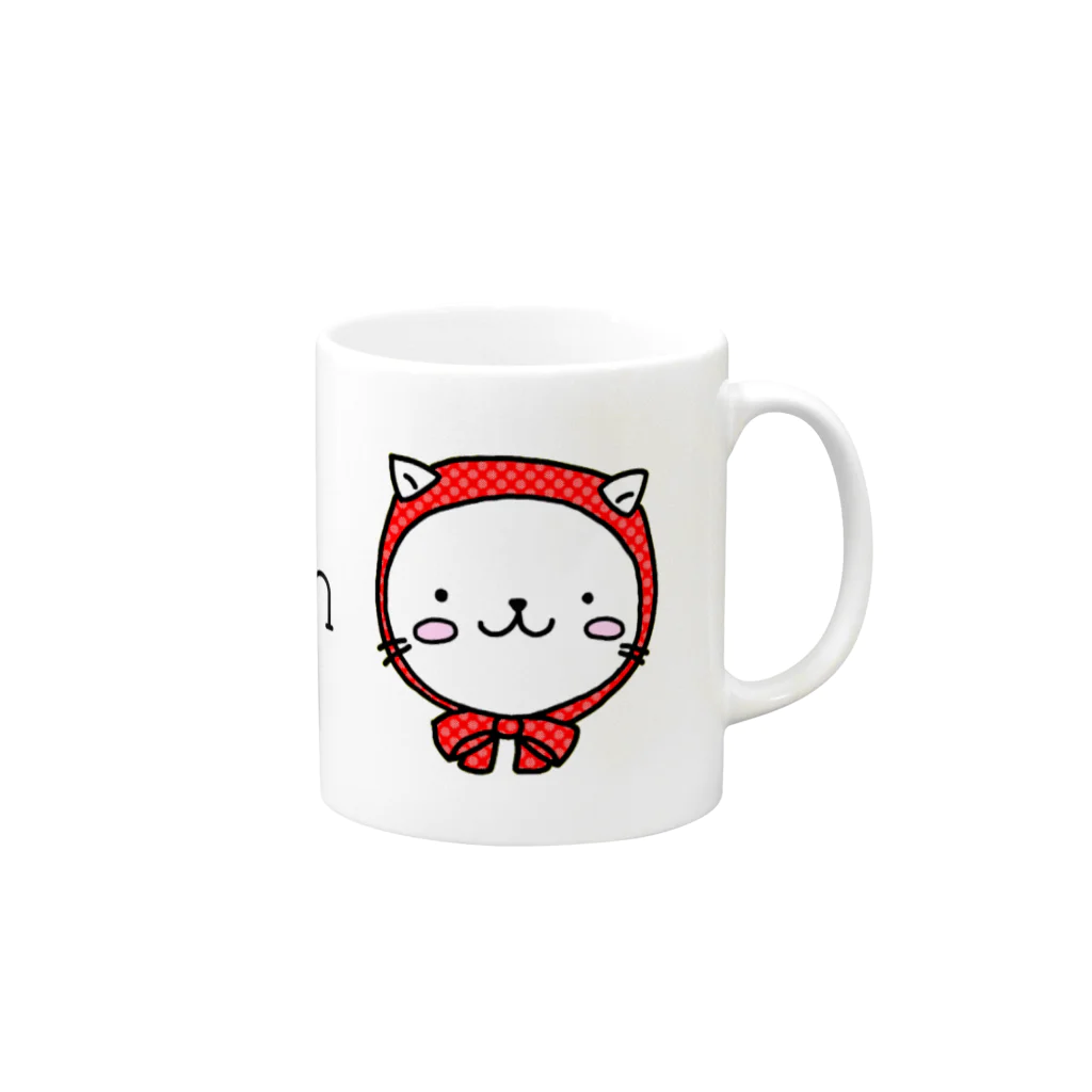 MIZUKICOCOのねこ頭巾ちゃんミニ Mug :right side of the handle