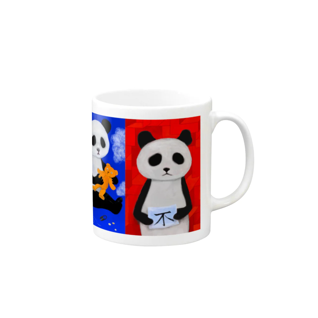 Washiemon and Ai-chan's ShopのPANDA 4 Colours Mug :right side of the handle