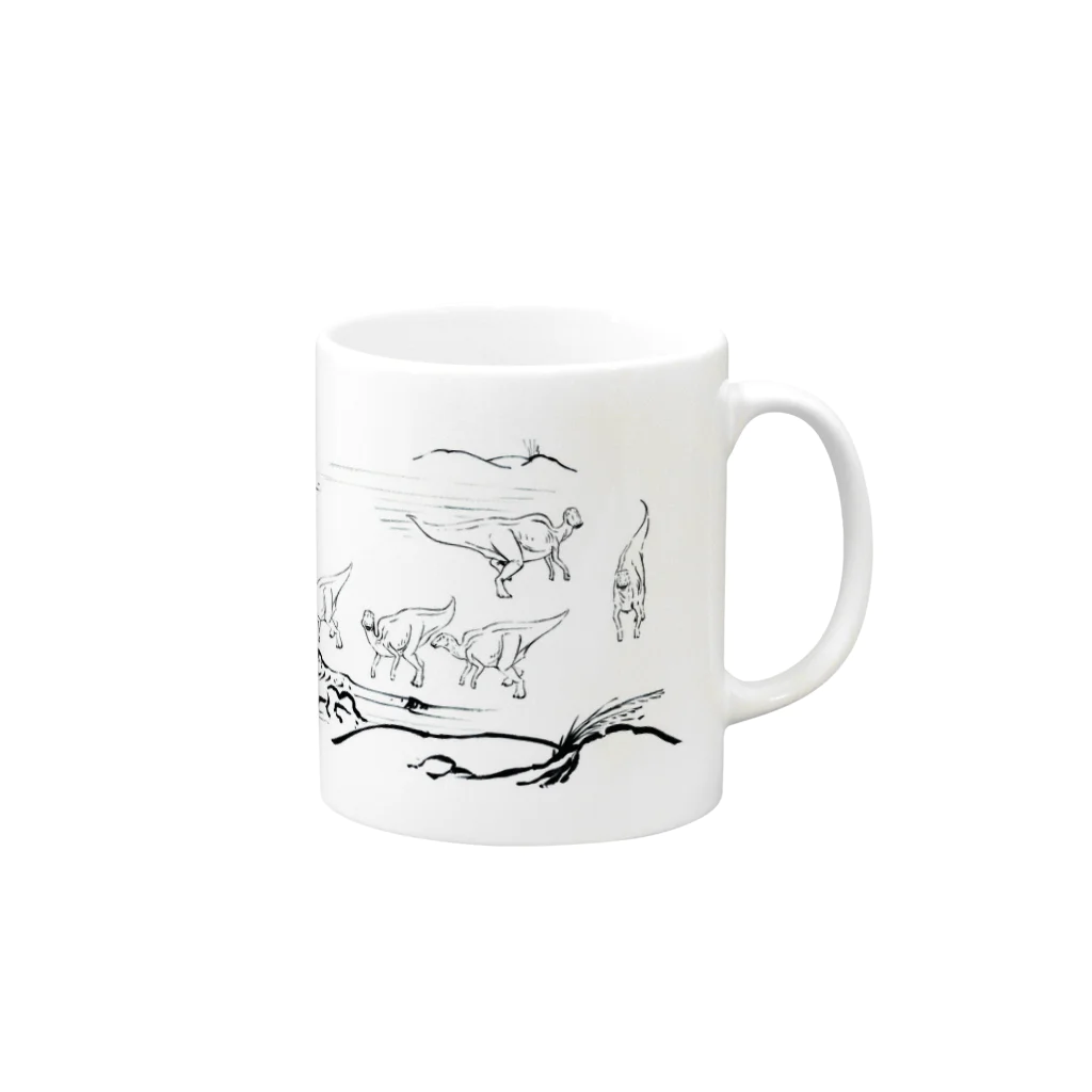 segasworksの墨絵風恐竜画 Mug :right side of the handle