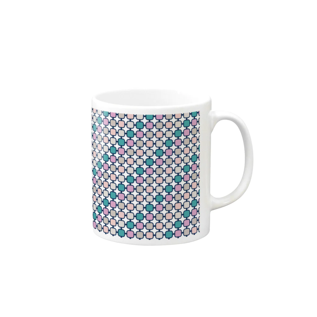 untidyboxのレトロパターンA 青系 Mug :right side of the handle