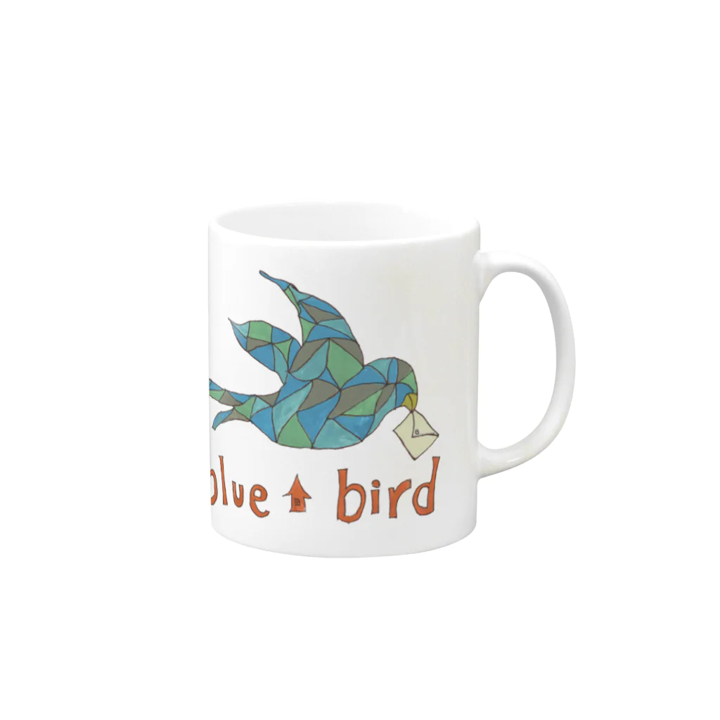 モコモコミュージアムのblue bird Mug :right side of the handle