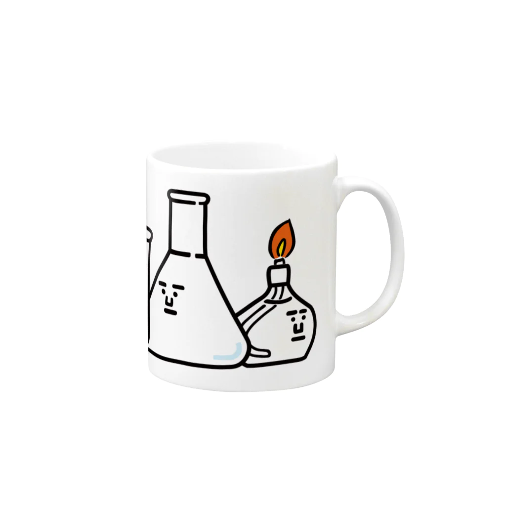 うえたに夫婦のビーカーくんとそのなかまたちロゴ Mug :right side of the handle