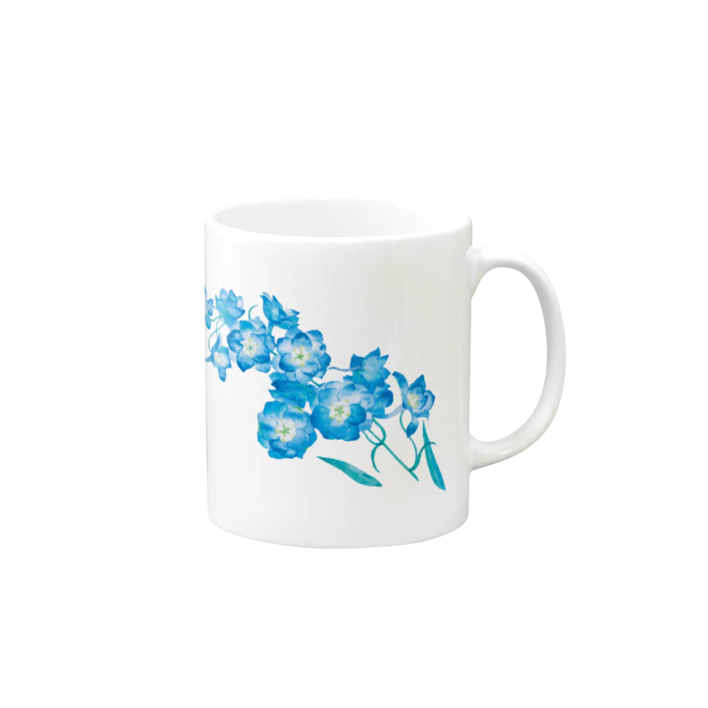 花雑貨の青い花 デルフィニウム （水彩） Mug :right side of the handle