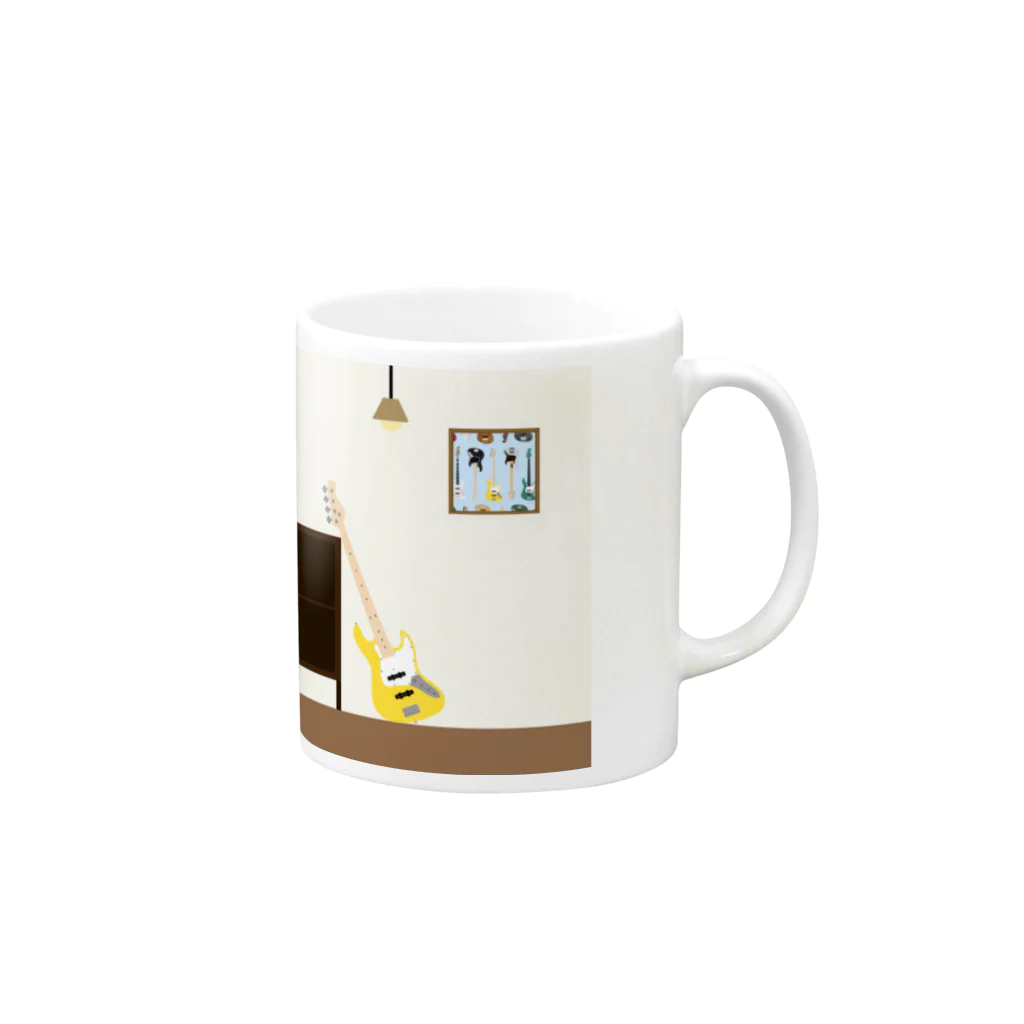 しゃんの自己満ショップのベースのある生活 Mug :right side of the handle