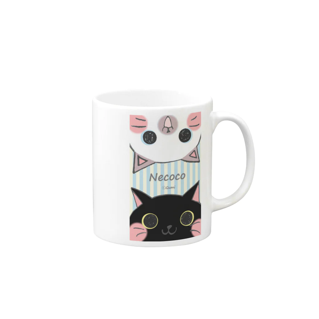 ぐみのねここ✴︎まぐかっぷ(ぶるー) 猫 Mug :right side of the handle