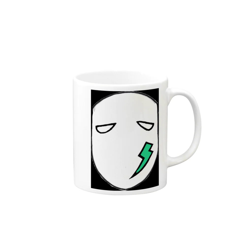 音楽研究員雅琴のmask d mask b Mug :right side of the handle