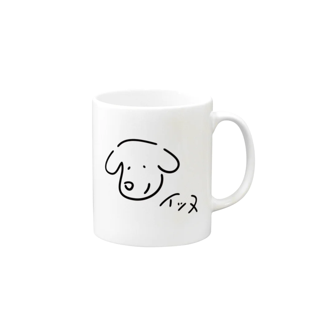 タケウマデザインのイッヌ Mug :right side of the handle