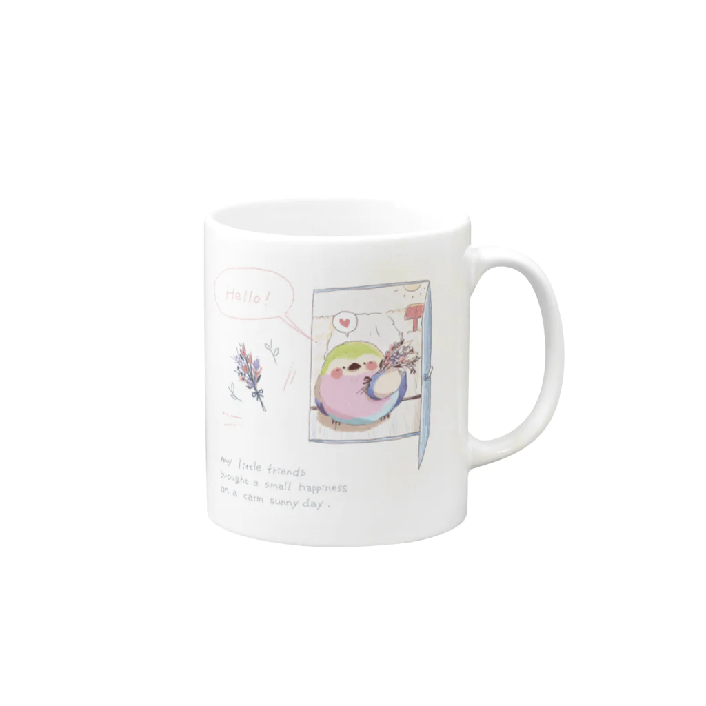 ふんわり動物まーけっと　byすみろんのなんでもない日のとりさん Mug :right side of the handle