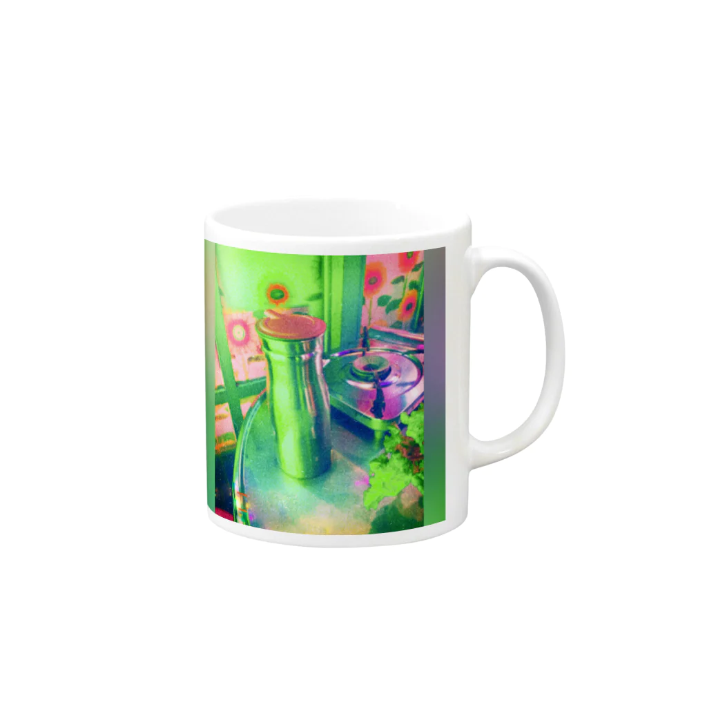 NEON LIGHT STARSのグリーンランタン マシカク Mug :right side of the handle