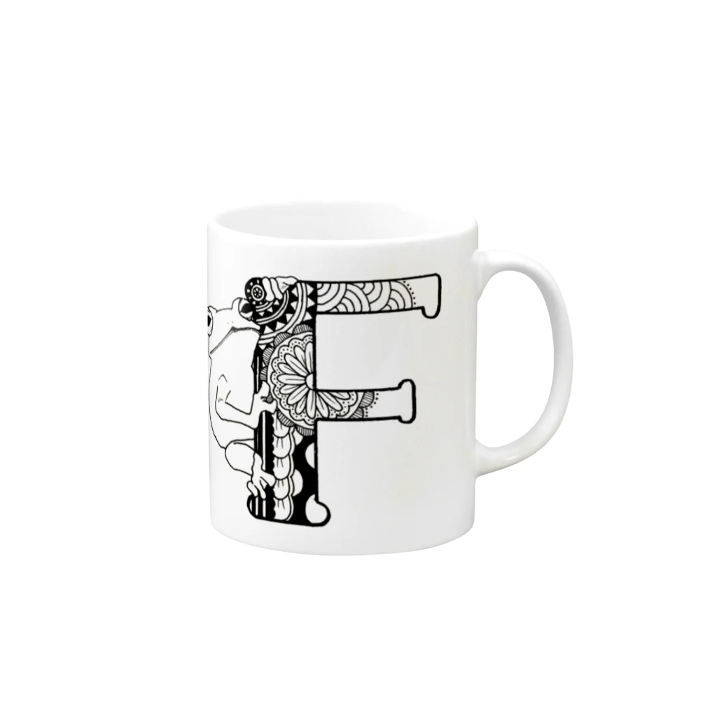 gomanimalの【alphanimal】F:frog Mug :right side of the handle