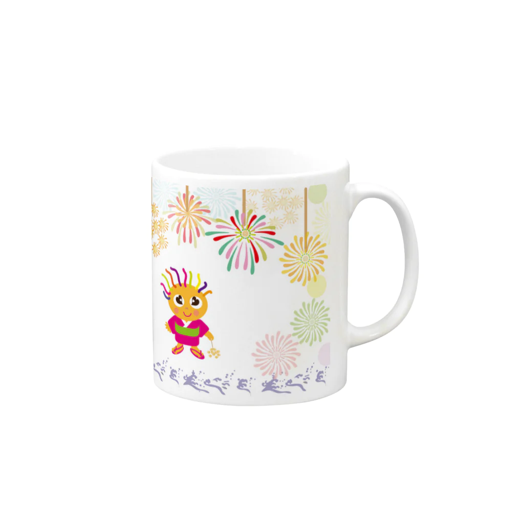 ジルトチッチのデザインボックスのクレコちゃんの花火大会 Mug :right side of the handle