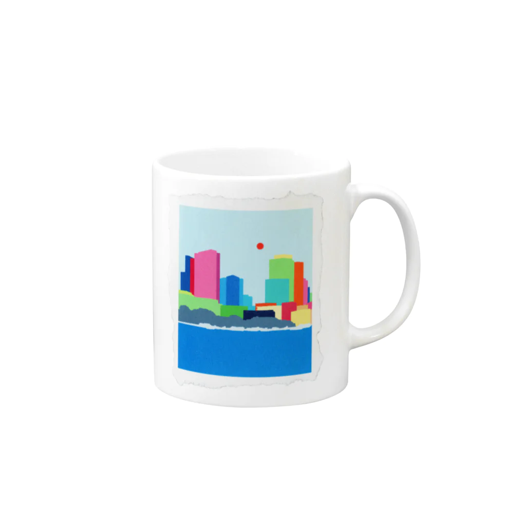 梅雨明けshopの港街の Mug :right side of the handle