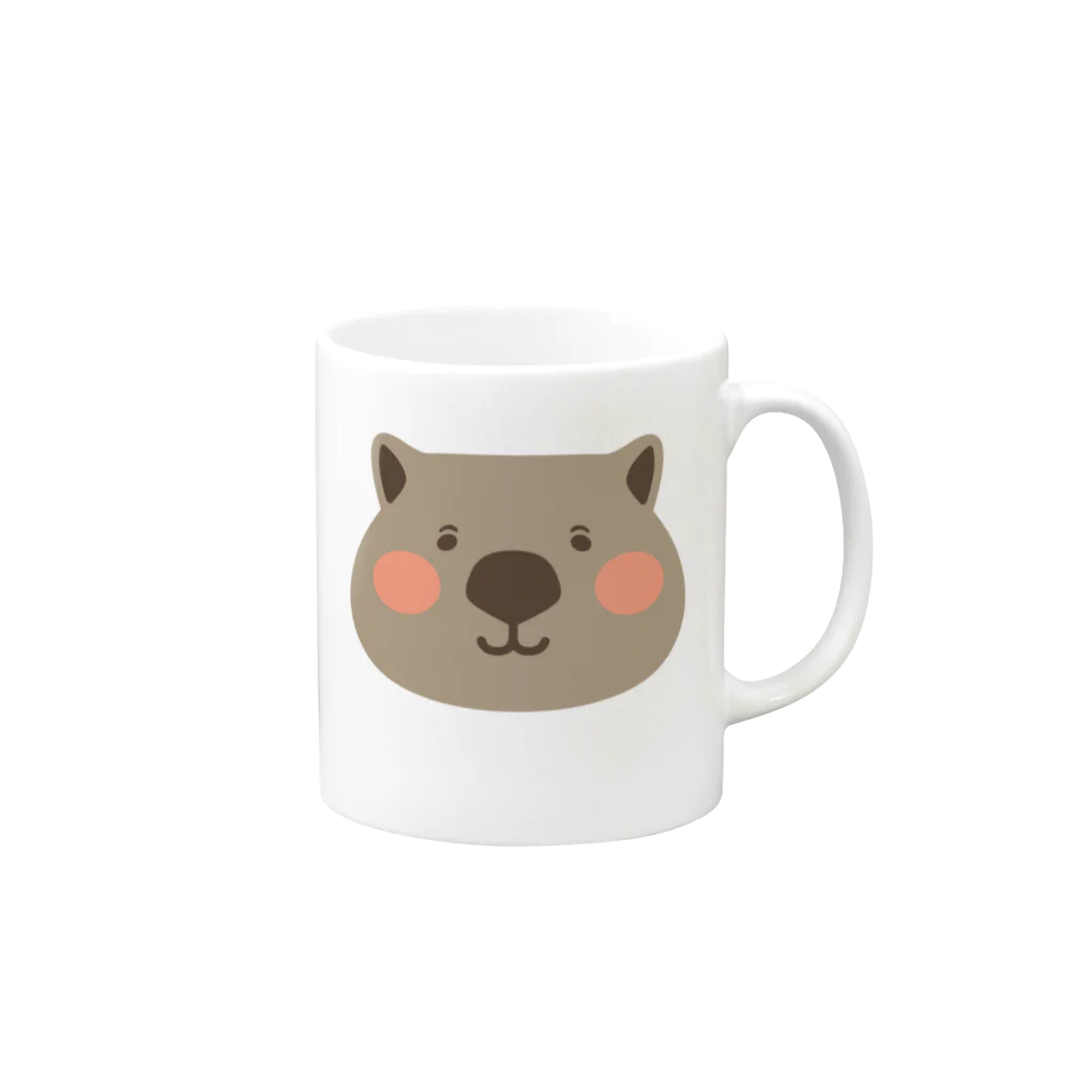 BooKeronのウォンバットの大きな顔 Mug :right side of the handle