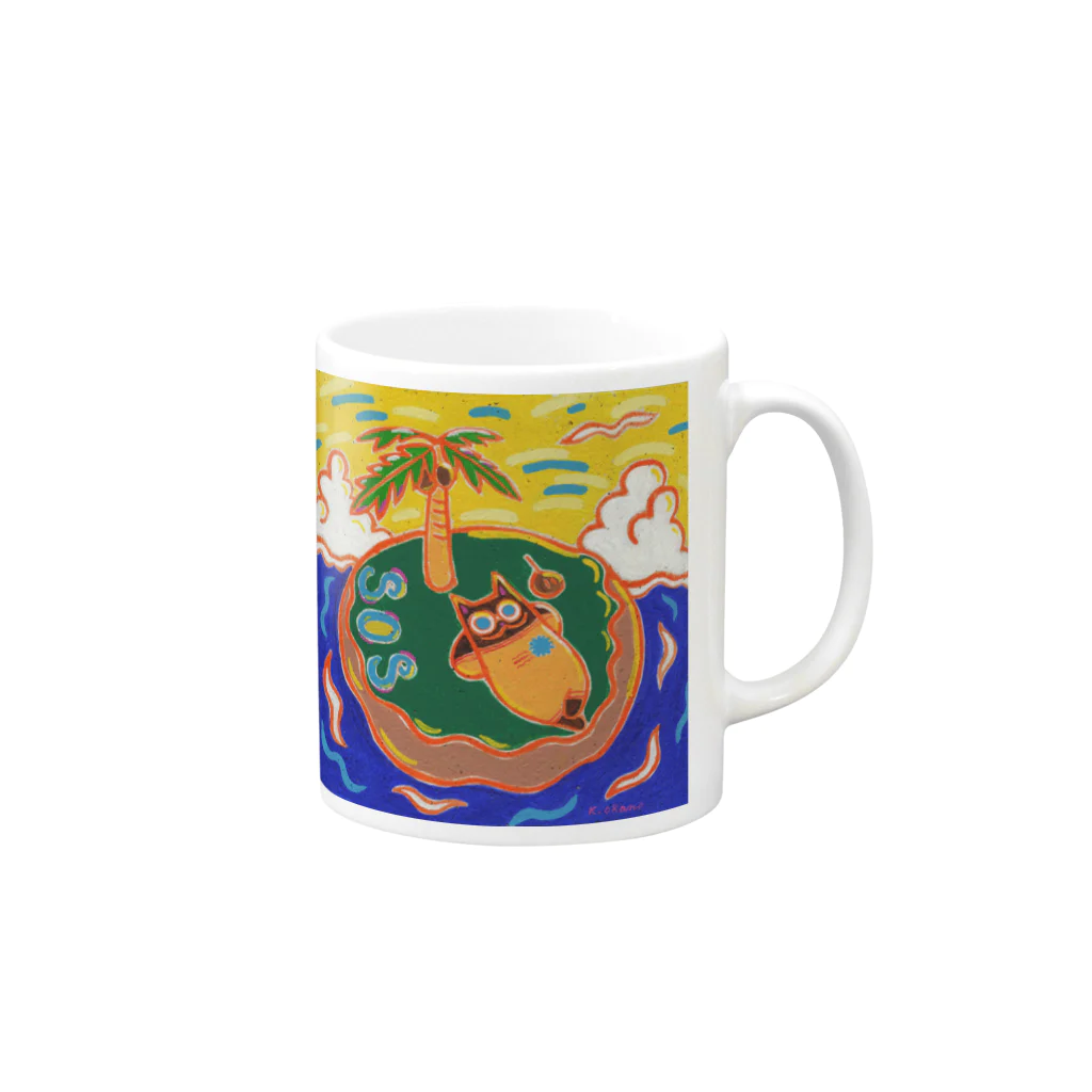 okanoxnekoのS.O.S ? Mug :right side of the handle