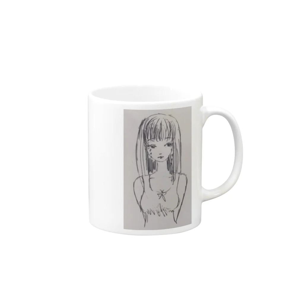 百音の泣いてる夏の女の子ちゃん Mug :right side of the handle