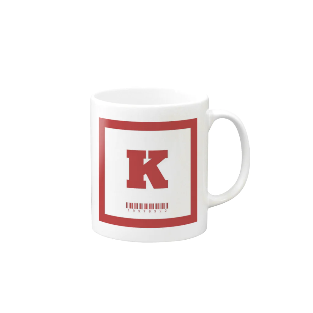 におわせのまにーの赤のK.M Mug :right side of the handle