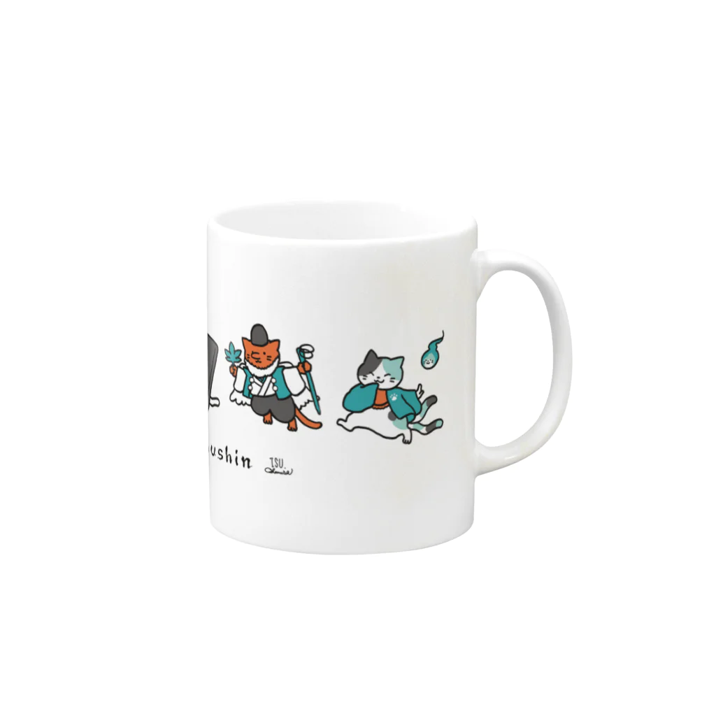 大村イスの妖怪にゃんこ大行進 Mug :right side of the handle